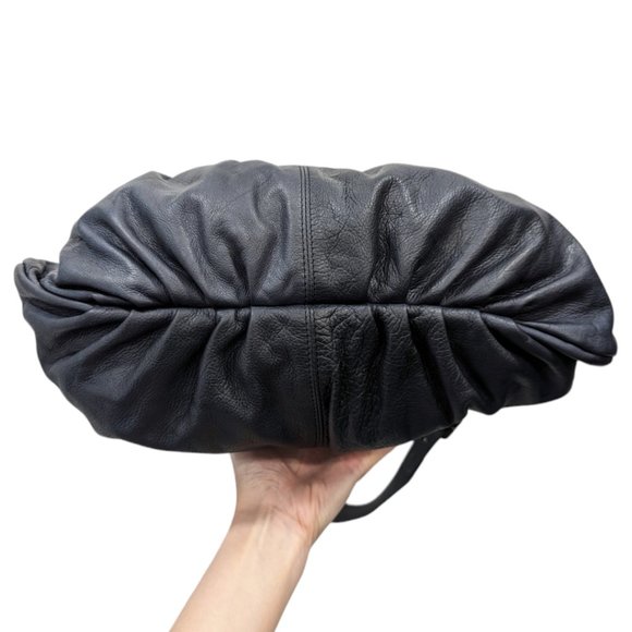 Maurizio Taiuti Navy Blue Leather Hobo Shoulder Bag - Picture 3 of 15